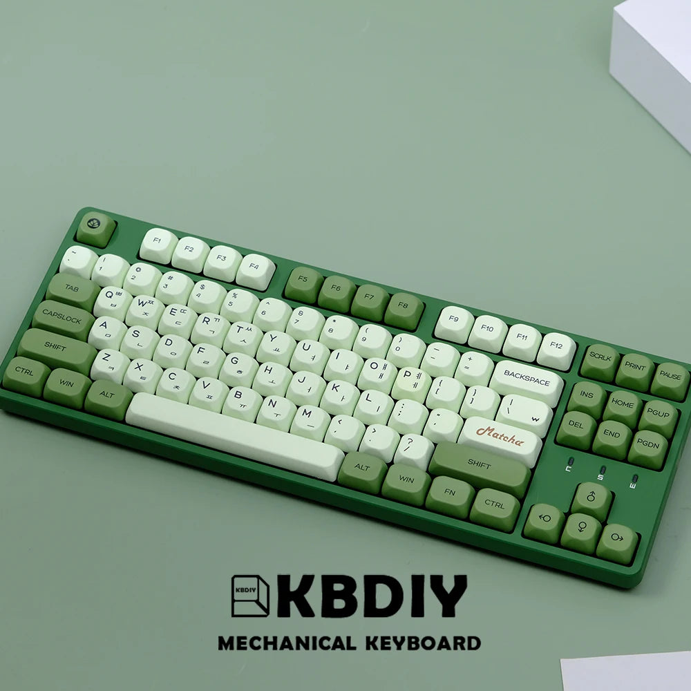 Matcha KOA Keycap PBT Similar MOA Keycaps Retro 7U MAC ISO Japanese Korean Russian 143 Key Cap Set for Mechanical Keyboard