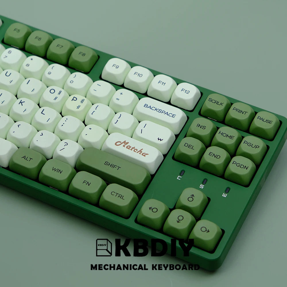 Matcha KOA Keycap PBT Similar MOA Keycaps Retro 7U MAC ISO Japanese Korean Russian 143 Key Cap Set for Mechanical Keyboard