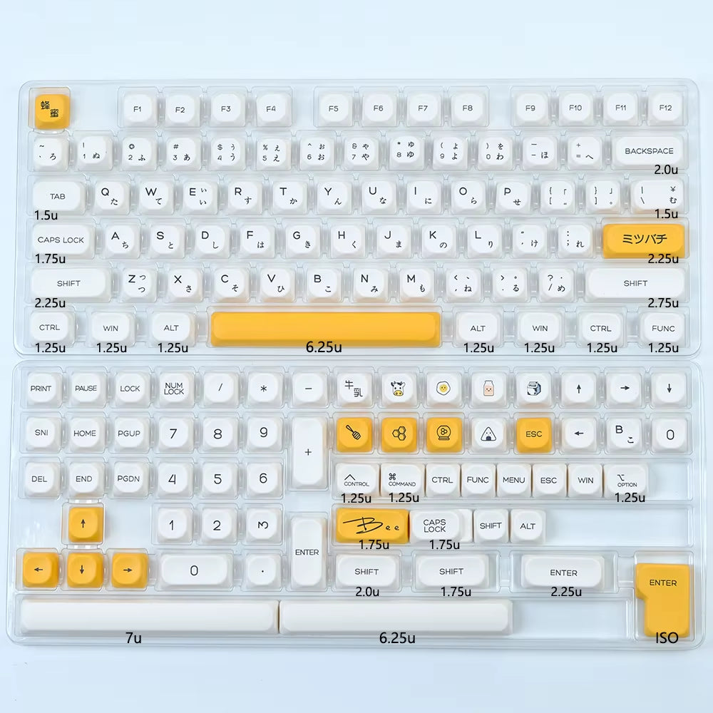 KOA Keycaps GMK Soymilk 140 Keys PBT Keycap Similar MOA Japanese Korean Russian Keycap 7U MAC ISO for Mechanical Keyboard