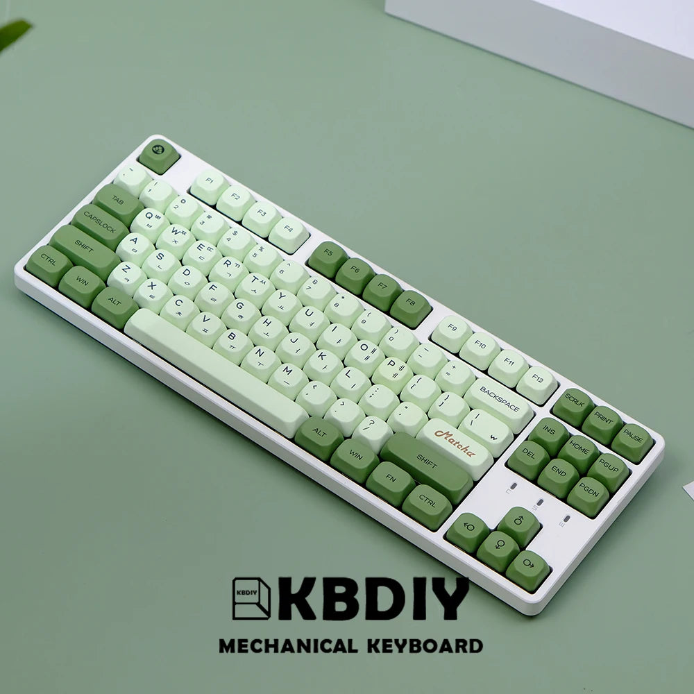 Matcha KOA Keycap PBT Similar MOA Keycaps Retro 7U MAC ISO Japanese Korean Russian 143 Key Cap Set for Mechanical Keyboard