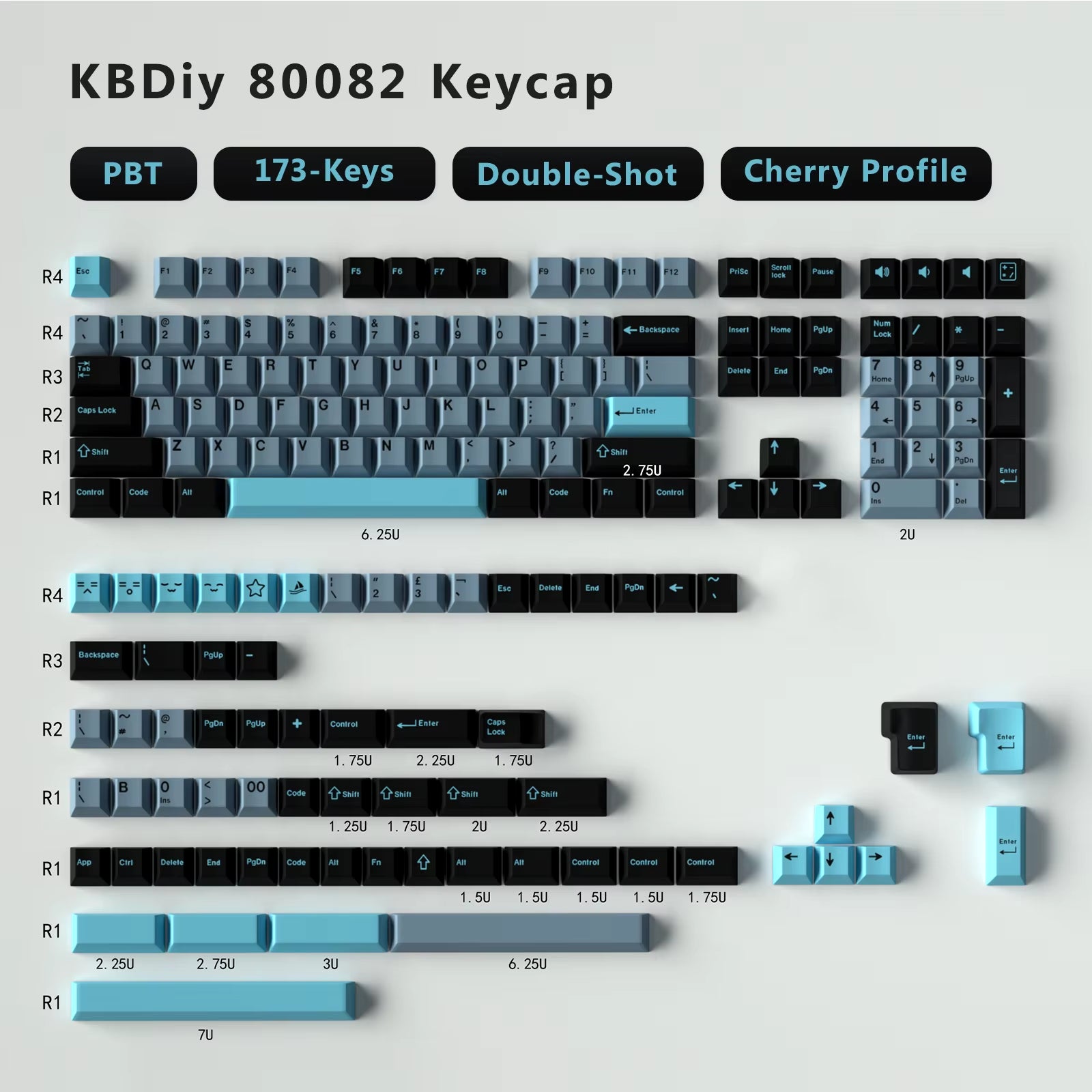176 Keys Caps GMK Blue Samurai Keycap Cherry Profile Double Shot PBT for Mechanical Gaming Keyboard Retro ISO 7U Space Bar