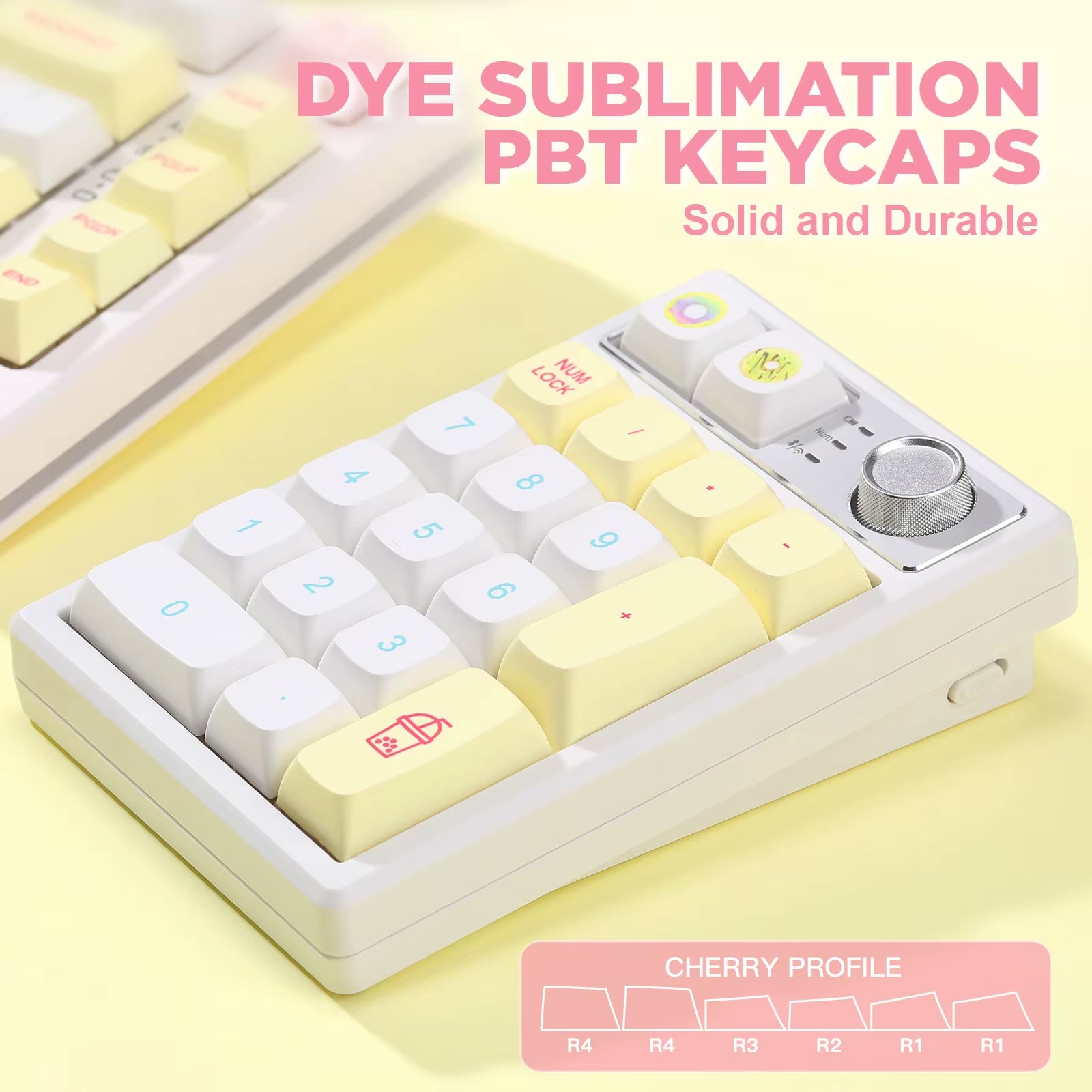 YZ19 Macaron 19 Keys Wireless Custom Knob Mechanical Number Pad, Hot Swappable Gasket RGB Numeric Keypad with PBT Keycaps