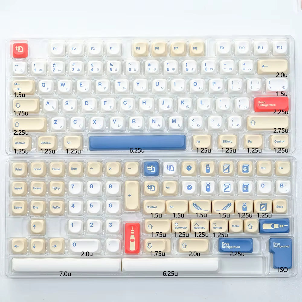 KOA Keycaps GMK Soymilk 140 Keys PBT Keycap Similar MOA Japanese Korean Russian Keycap 7U MAC ISO for Mechanical Keyboard