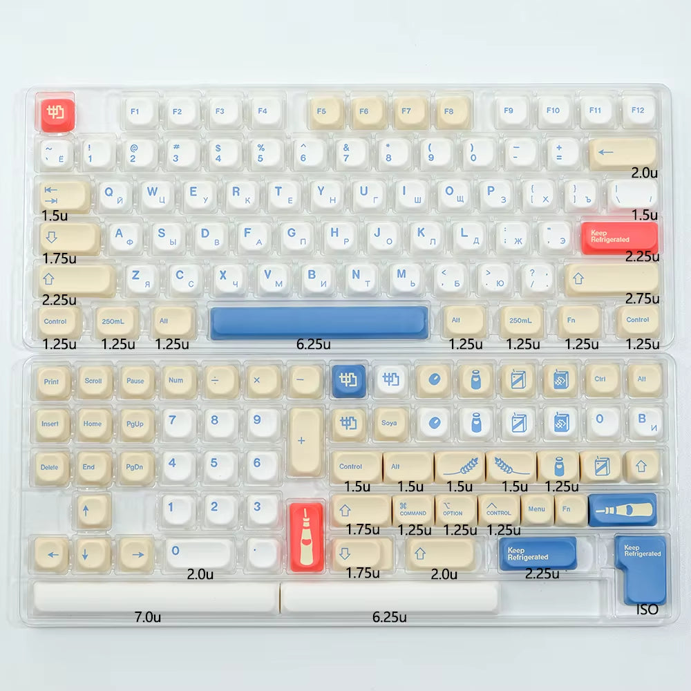 KOA Keycaps GMK Soymilk 140 Keys PBT Keycap Similar MOA Japanese Korean Russian Keycap 7U MAC ISO for Mechanical Keyboard
