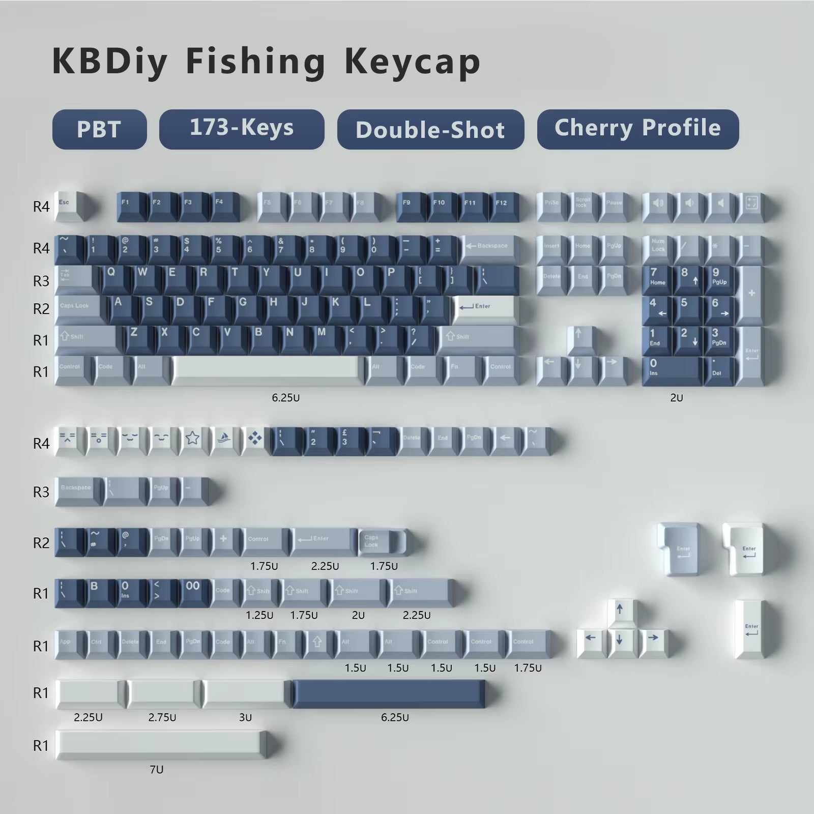 176 Keys Caps GMK Blue Samurai Keycap Cherry Profile Double Shot PBT for Mechanical Gaming Keyboard Retro ISO 7U Space Bar