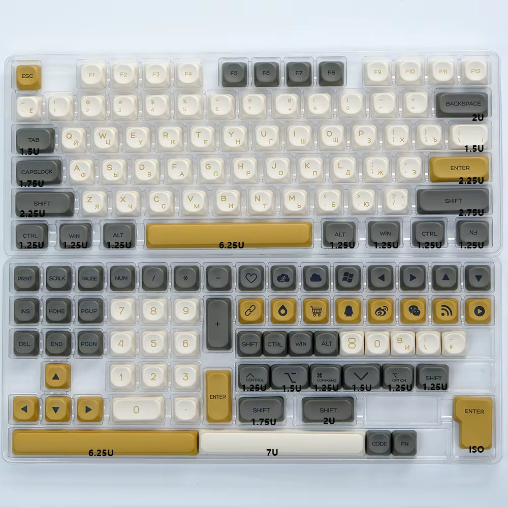 KOA Keycaps GMK Soymilk 140 Keys PBT Keycap Similar MOA Japanese Korean Russian Keycap 7U MAC ISO for Mechanical Keyboard