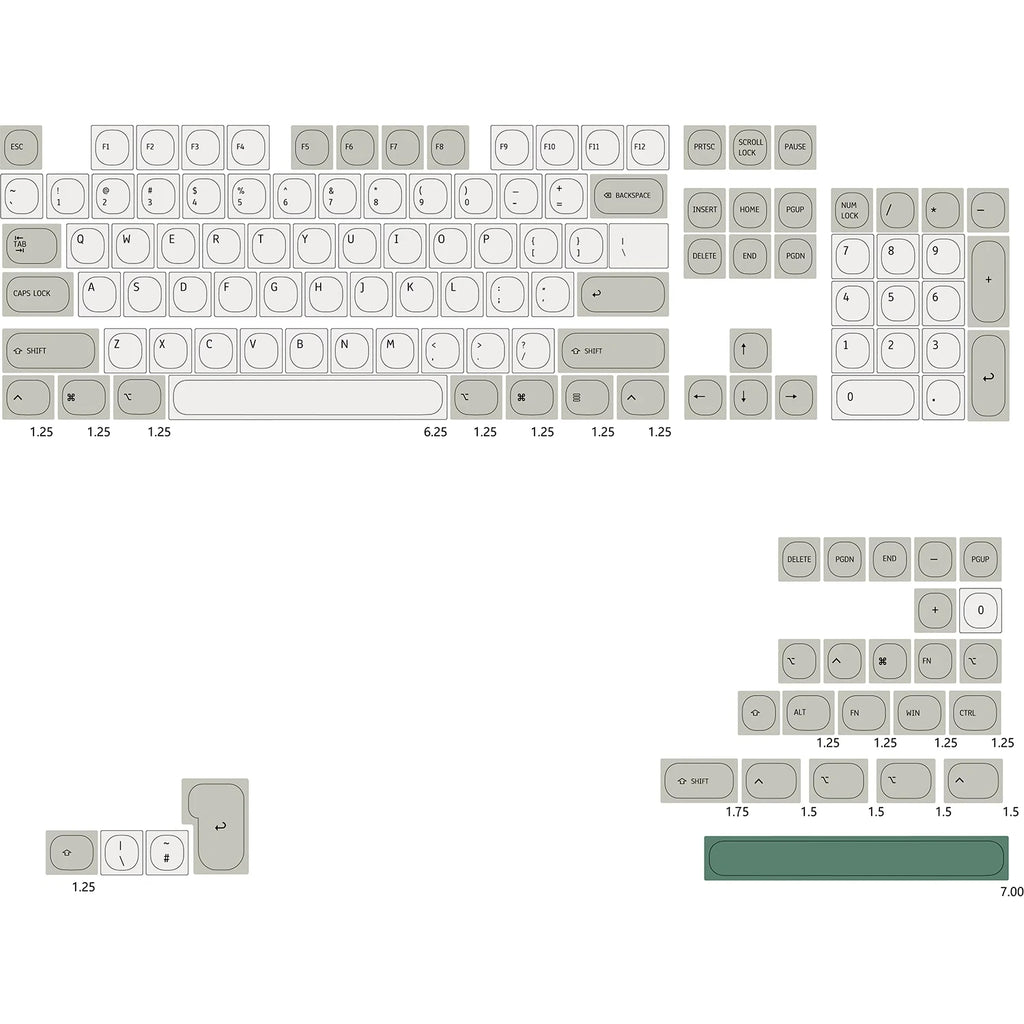 Keebox PBT MA Profile IBM Keyboard Style Key Caps Retro Grey Keycaps for 87 98 104 Layout Dye Sub Keycaps