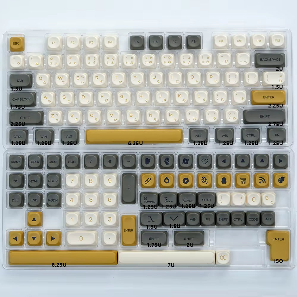 KOA Keycaps GMK Soymilk 140 Keys PBT Keycap Similar MOA Japanese Korean Russian Keycap 7U MAC ISO for Mechanical Keyboard