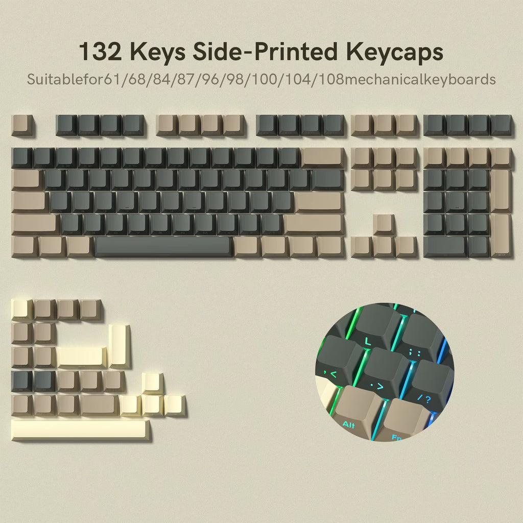 136 Key Black Side-Lit Shine through Backlit Keycaps PBT Double Shot Keycaps OEM Profile for MX Switches Mechanical Keyboard