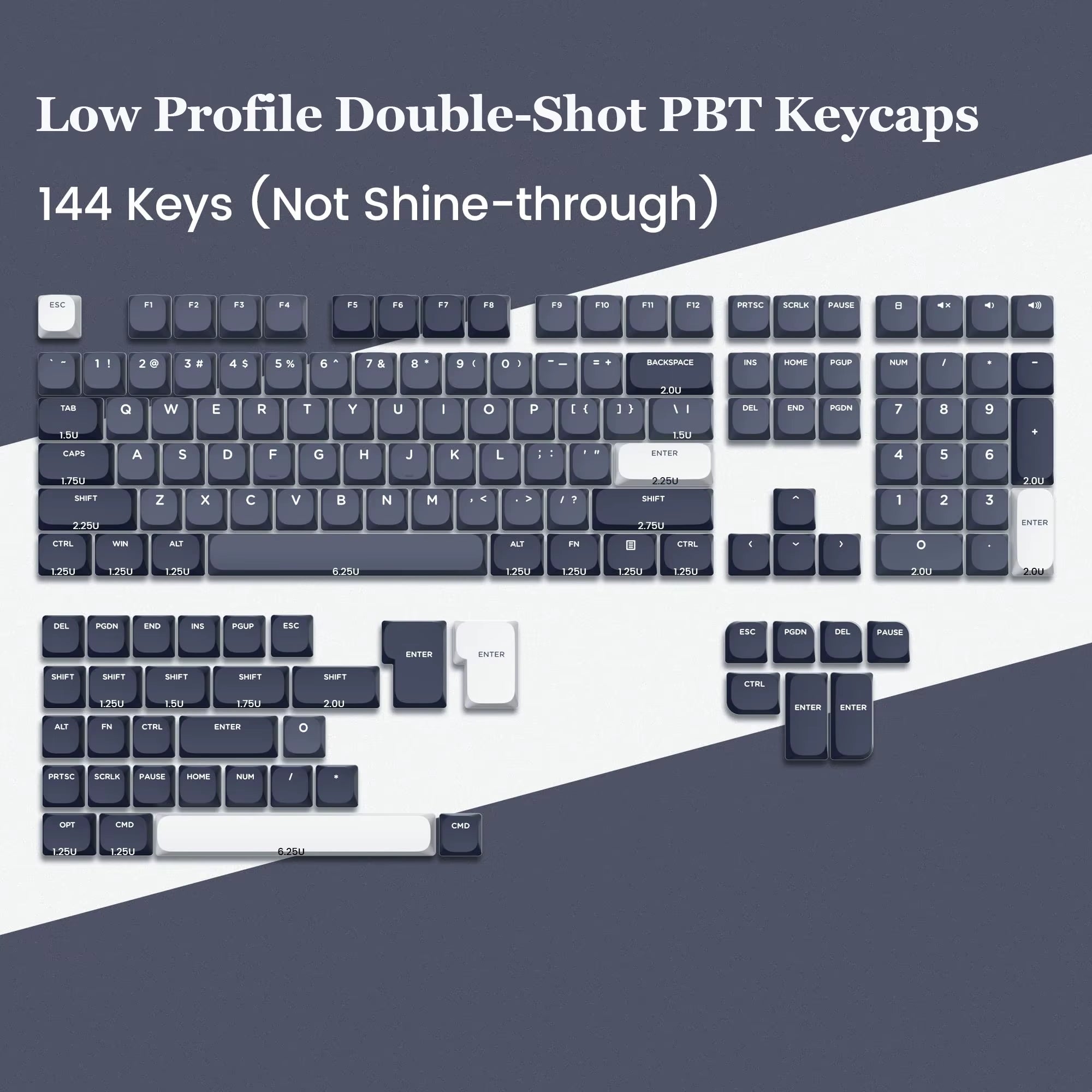 138 Keys Low Profile PBT Keycaps Custom Double Shot Slim MX Keycaps for Gateron Cherry MX Mechanical Switches Gaming Keyboards