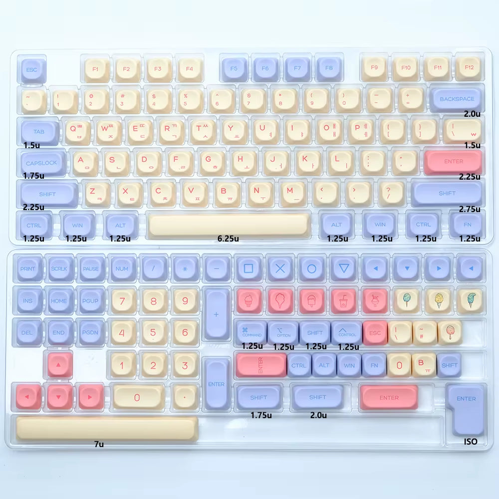 KOA Keycaps GMK Soymilk 140 Keys PBT Keycap Similar MOA Japanese Korean Russian Keycap 7U MAC ISO for Mechanical Keyboard