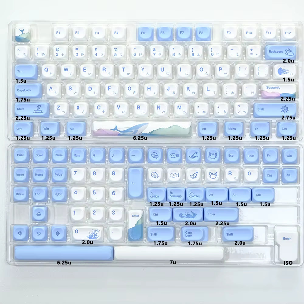 KOA Keycaps GMK Soymilk 140 Keys PBT Keycap Similar MOA Japanese Korean Russian Keycap 7U MAC ISO for Mechanical Keyboard