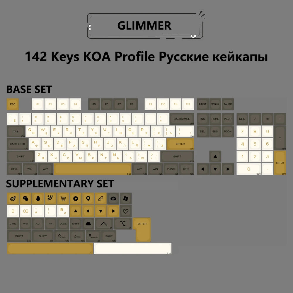 Matcha KOA Keycap PBT Similar MOA Keycaps Retro 7U MAC ISO Japanese Korean Russian 143 Key Cap Set for Mechanical Keyboard