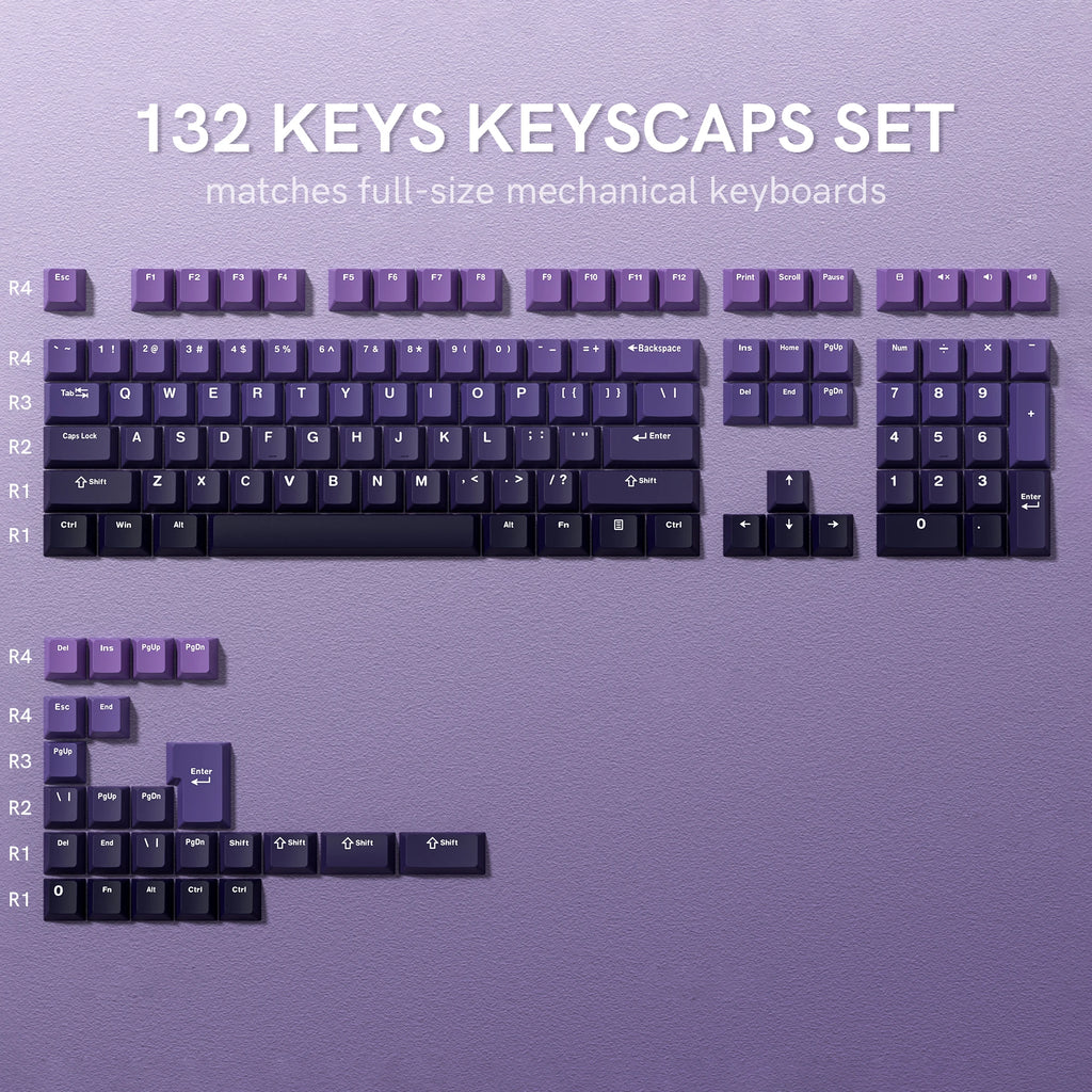 136 Key Black Side-Lit Shine through Backlit Keycaps PBT Double Shot Keycaps OEM Profile for MX Switches Mechanical Keyboard