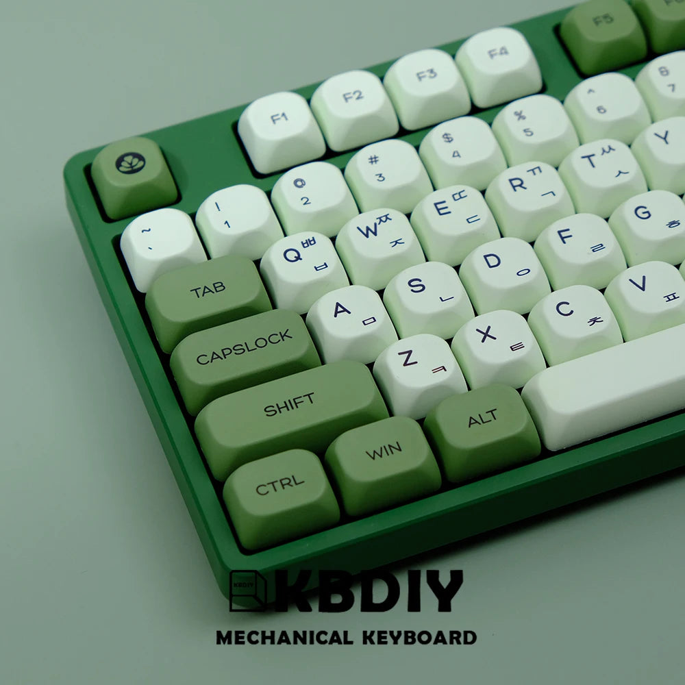 Matcha KOA Keycap PBT Similar MOA Keycaps Retro 7U MAC ISO Japanese Korean Russian 143 Key Cap Set for Mechanical Keyboard