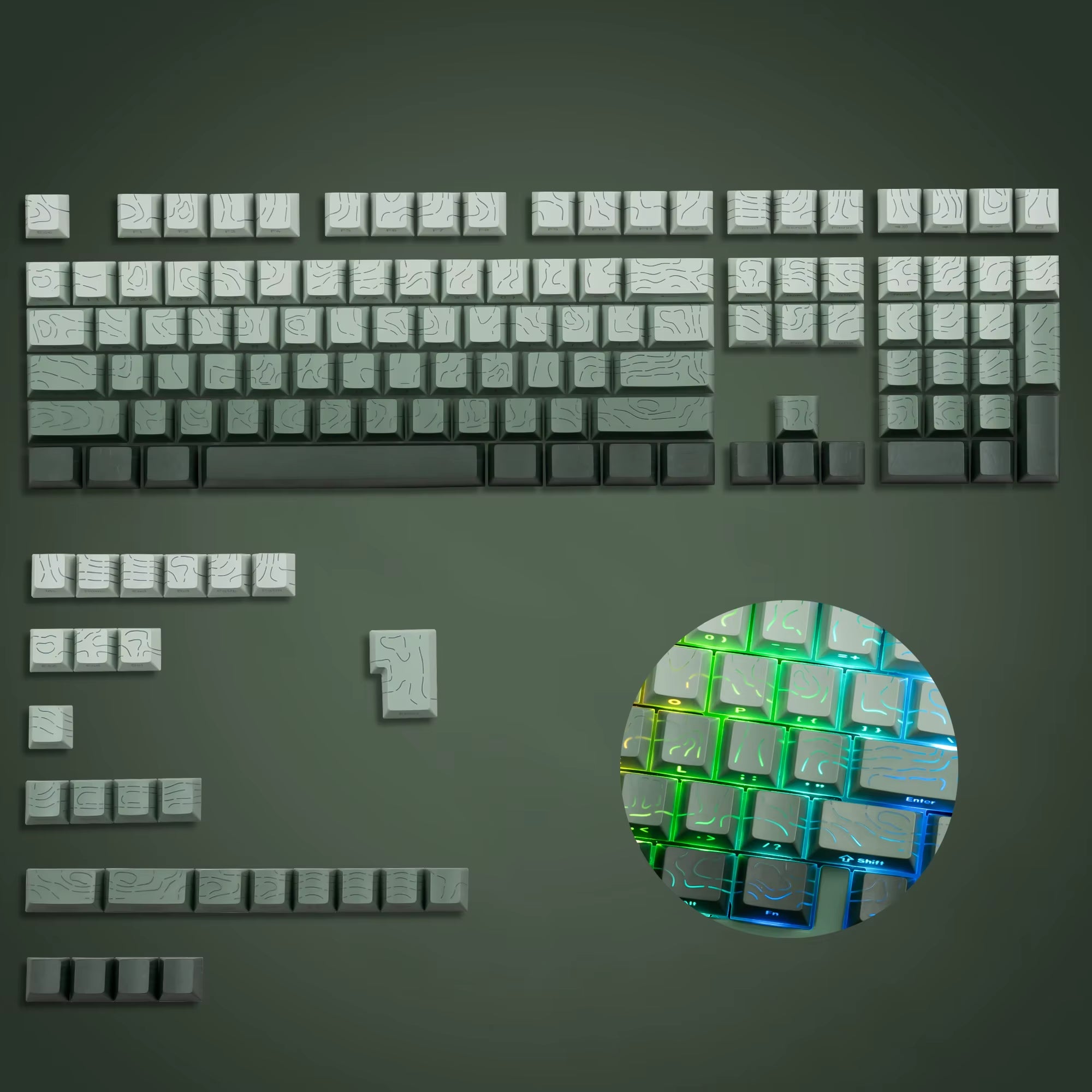 136 Key Black Side-Lit Shine through Backlit Keycaps PBT Double Shot Keycaps OEM Profile for MX Switches Mechanical Keyboard